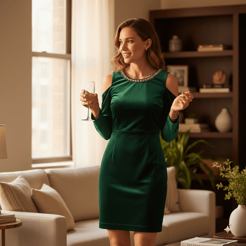 Emerald Velvet Mini Dress